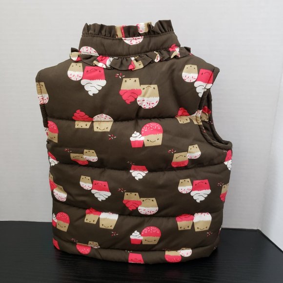 Crazy 8 Vest Puffer Vest Cupcake PINK & BROWN With Sprinkles ~~ TOO CUTE - Picture 2 of 7